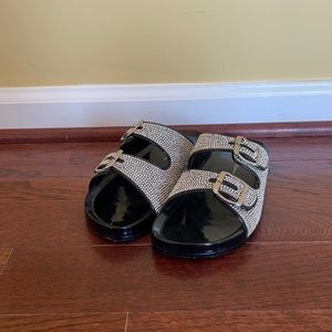 Black and silver kids sandals